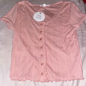 Pink rose button up shirt